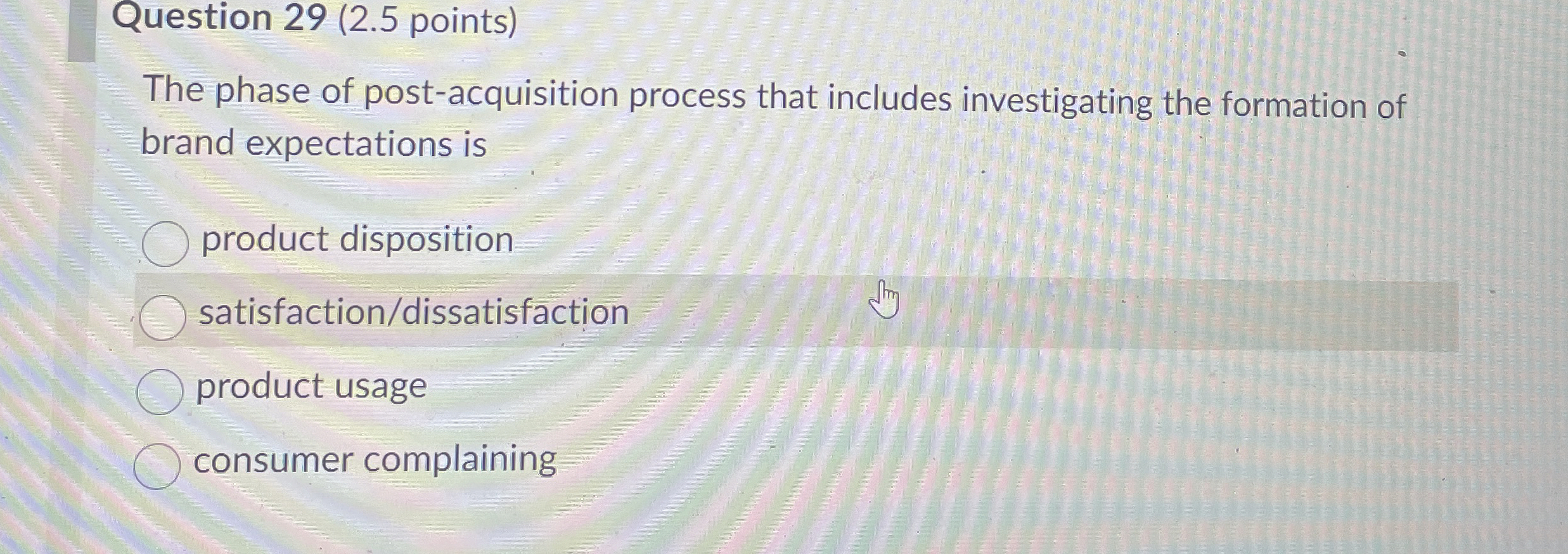 Question 2 9 ( 2 . 5 points ) The phase of post -