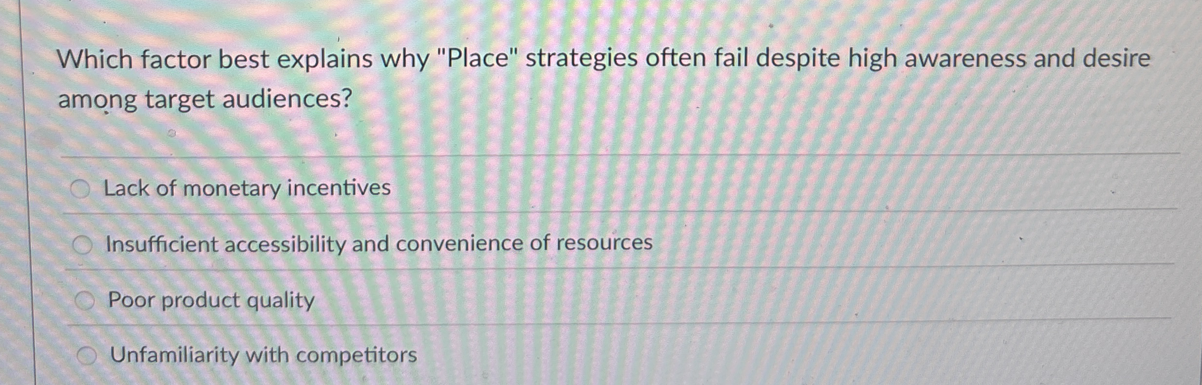Which factor best explains why "Place" strategies