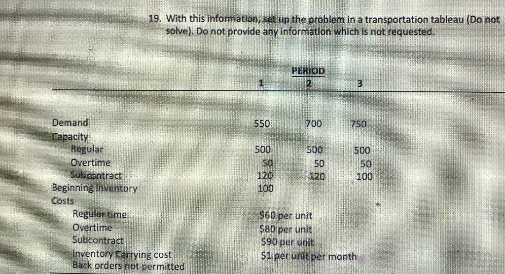 19. With this information, set up the problem in