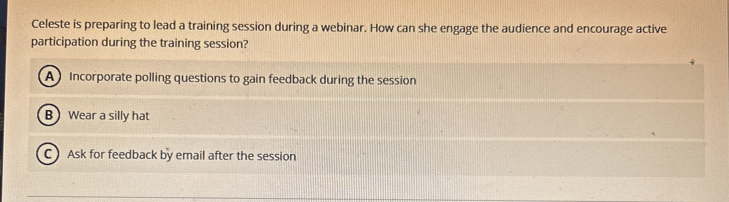 Celeste is preparing to lead a training session