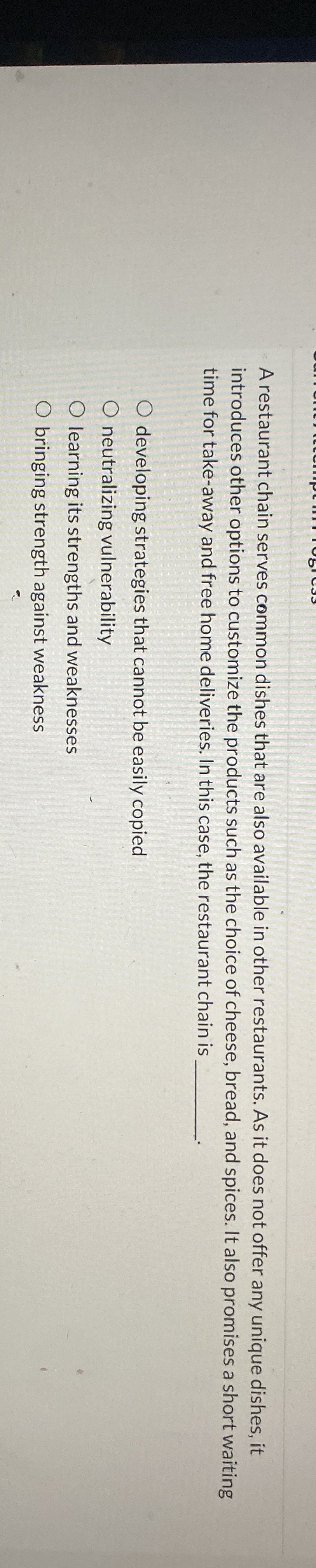 A restaurant chain serves common dishes that are