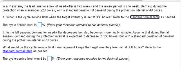 In a P system, the lead time for a box of