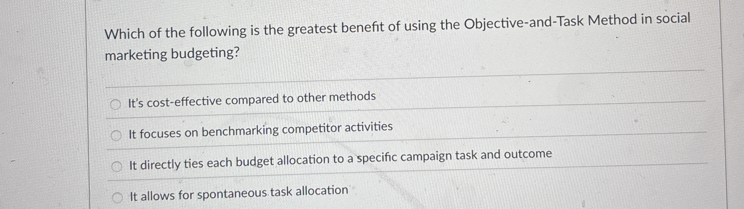 Which of the following is the greatest benefit of