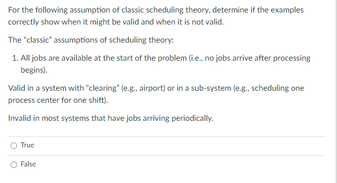 For the following assumption of classic