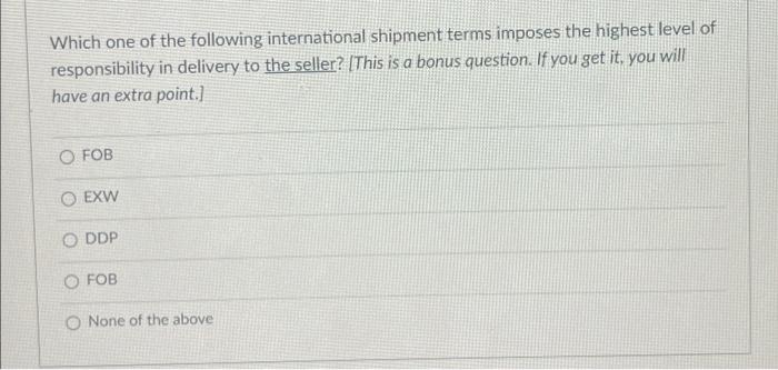 answer all please! Which one of the following