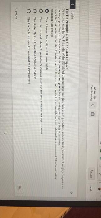 01:06:29 Time Remaining Return Next 3 1 point The