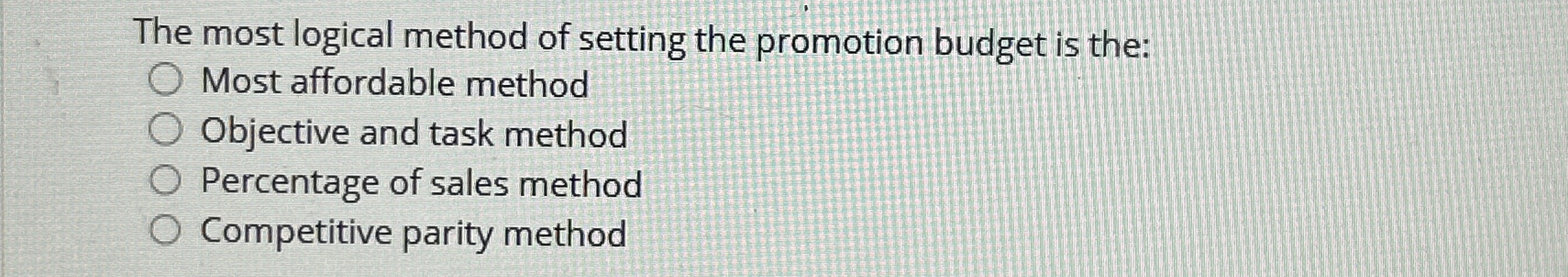The most logical method of setting the promotion
