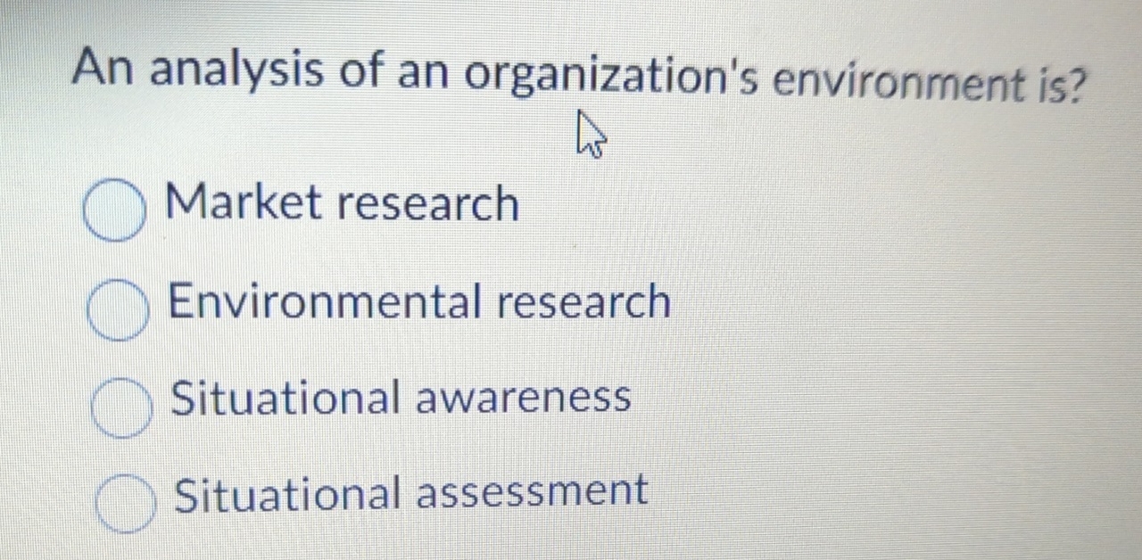 An analysis of an organization's environment is ?
