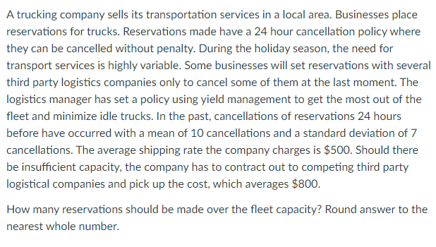 A trucking company sells its transportation