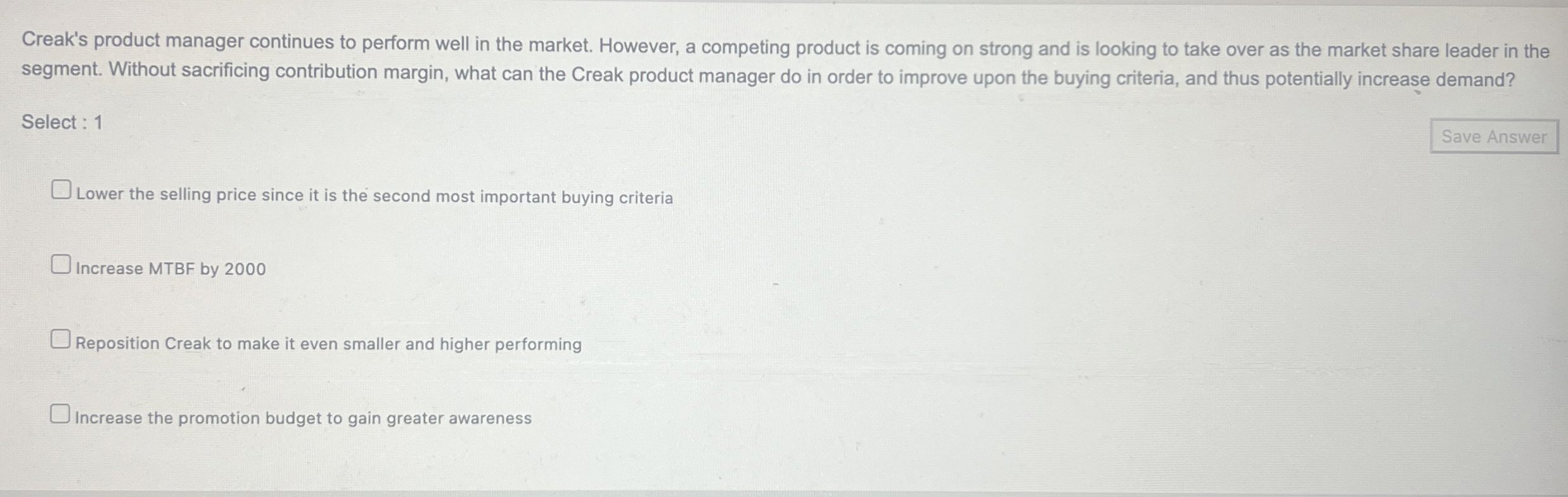 Creak's product manager continues to perform well