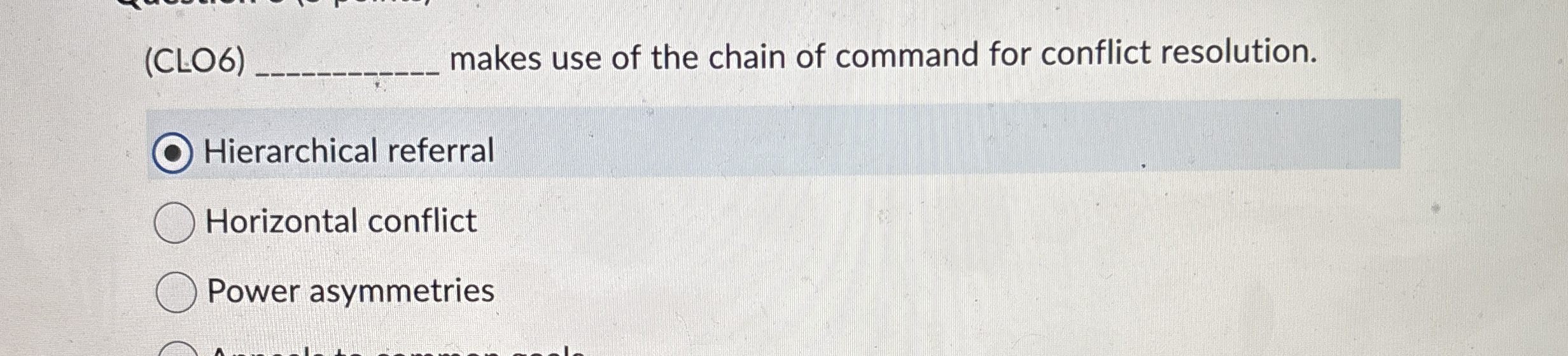 ( CLO 6 ) q , makes use of the chain of command
