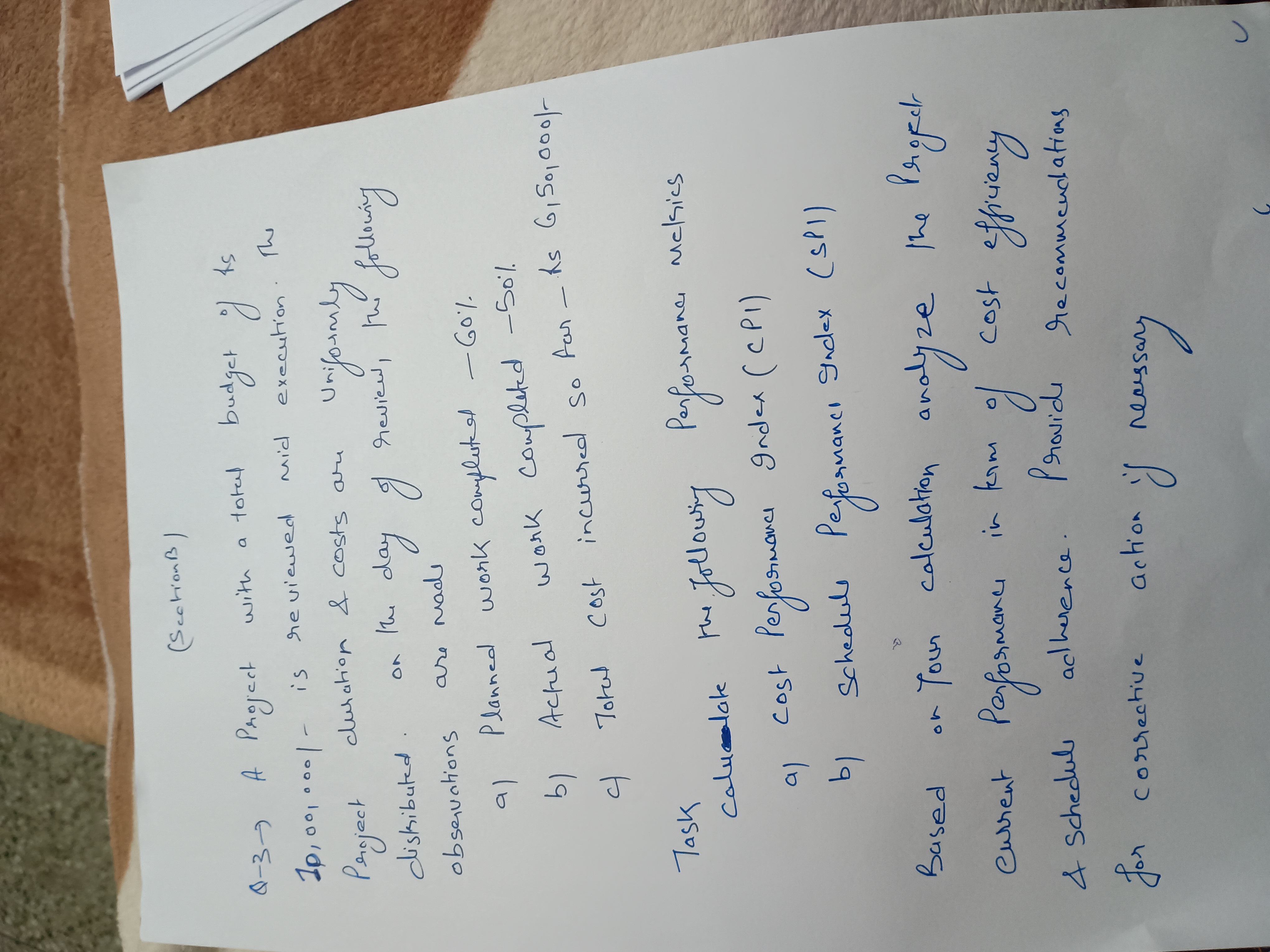 A Project with a total budget of is 1 0 0 0 0 0 0