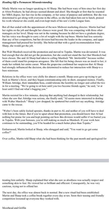 Read the case, "Heading Off a Permanent