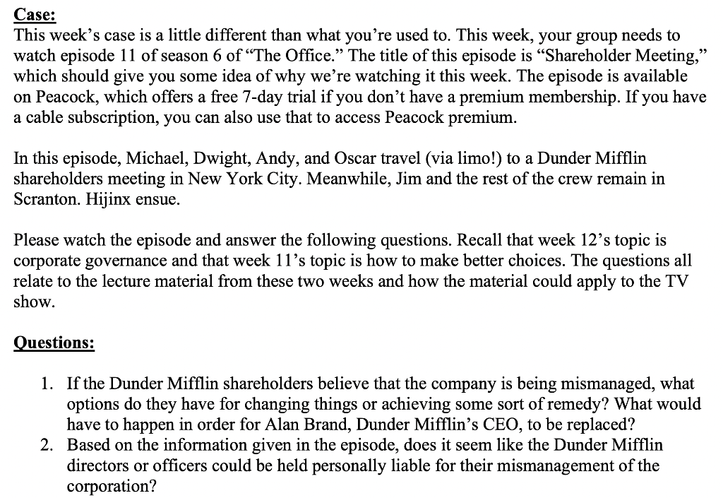 Case: This week's case is a little different than