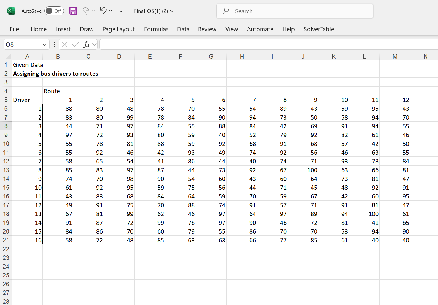 A school system has 1 6 bus drivers that must