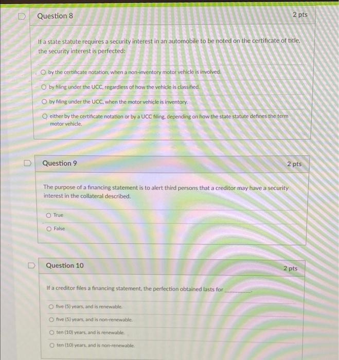 answer asap please Question 8 2 pts If a state