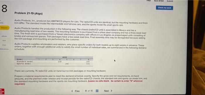 HAP Save & Ea Submit 00 8 Check my work Problem
