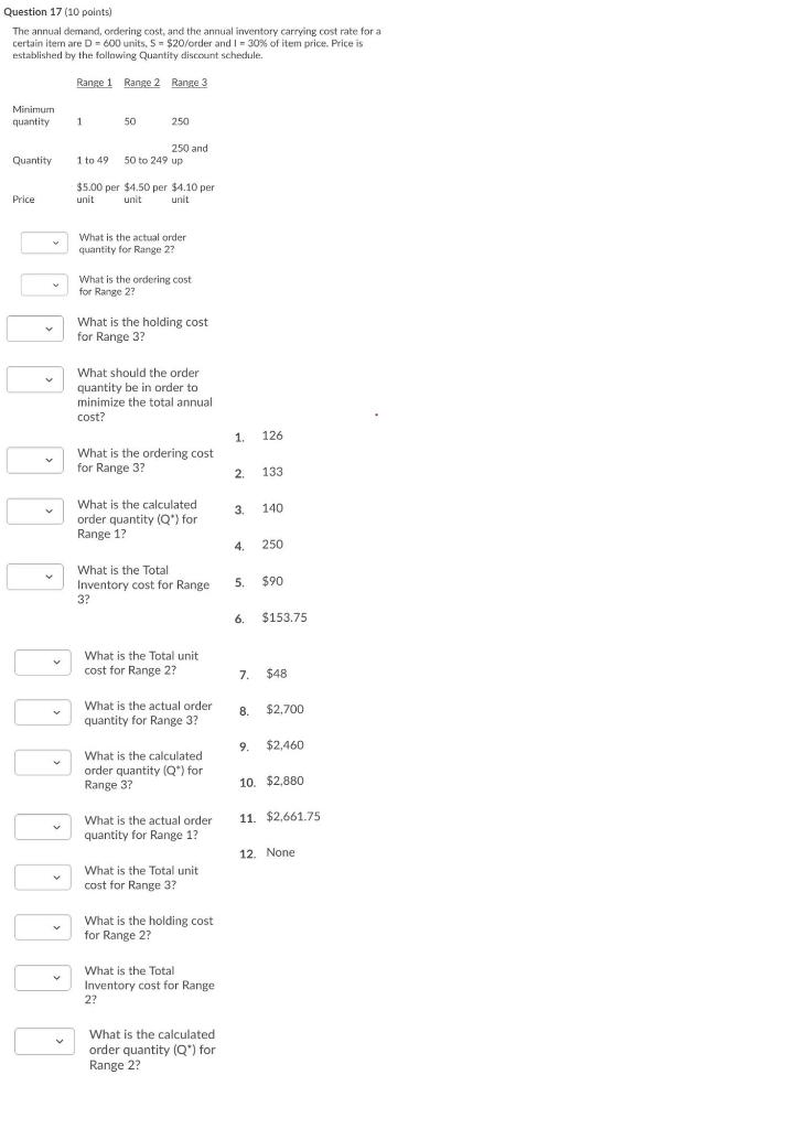 how to solve the problem step by step Question 17