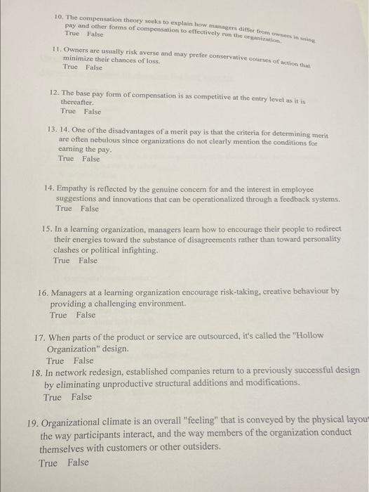 10. The compensation theory seeks to explain how