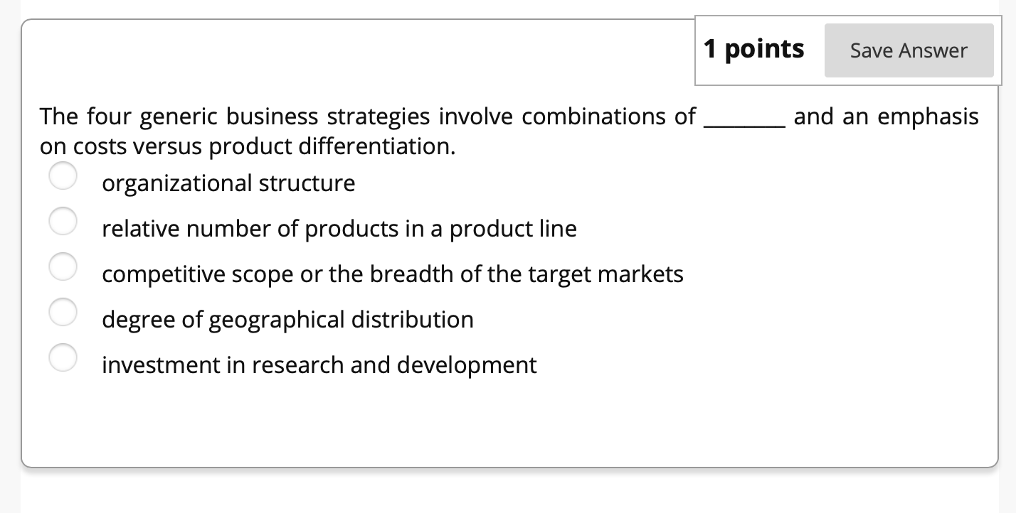 1 points Save Answer and an emphasis The four