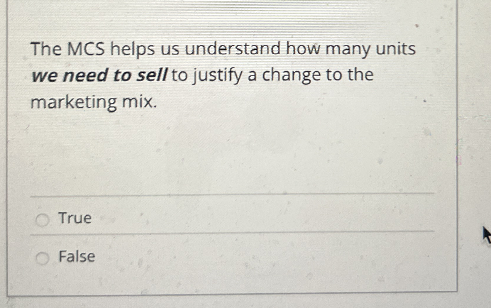 The MCS helps us understand how many units we