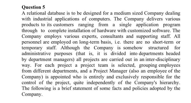 drawing with this roles Question 5 A relational