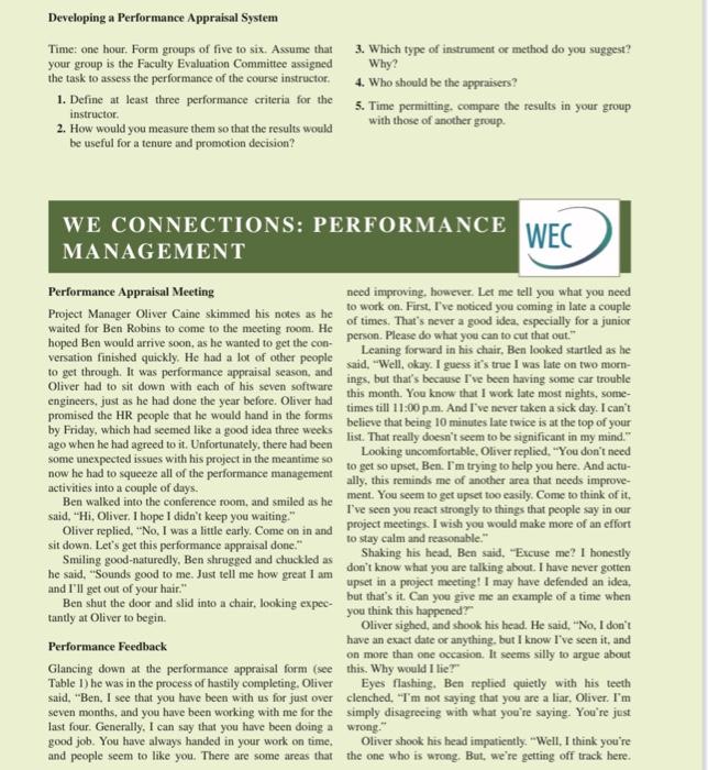 Developing a Performance Appraisal System Time: