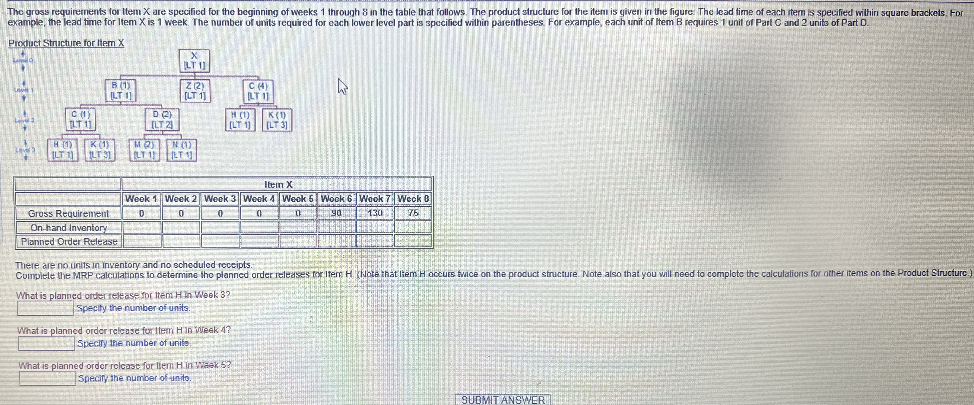 \ table [ [ , Item X , ] , [ , Week 1 , Week 2 ,