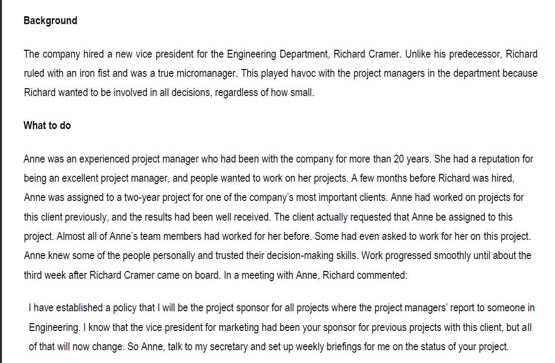 Background The company hired a new vice president