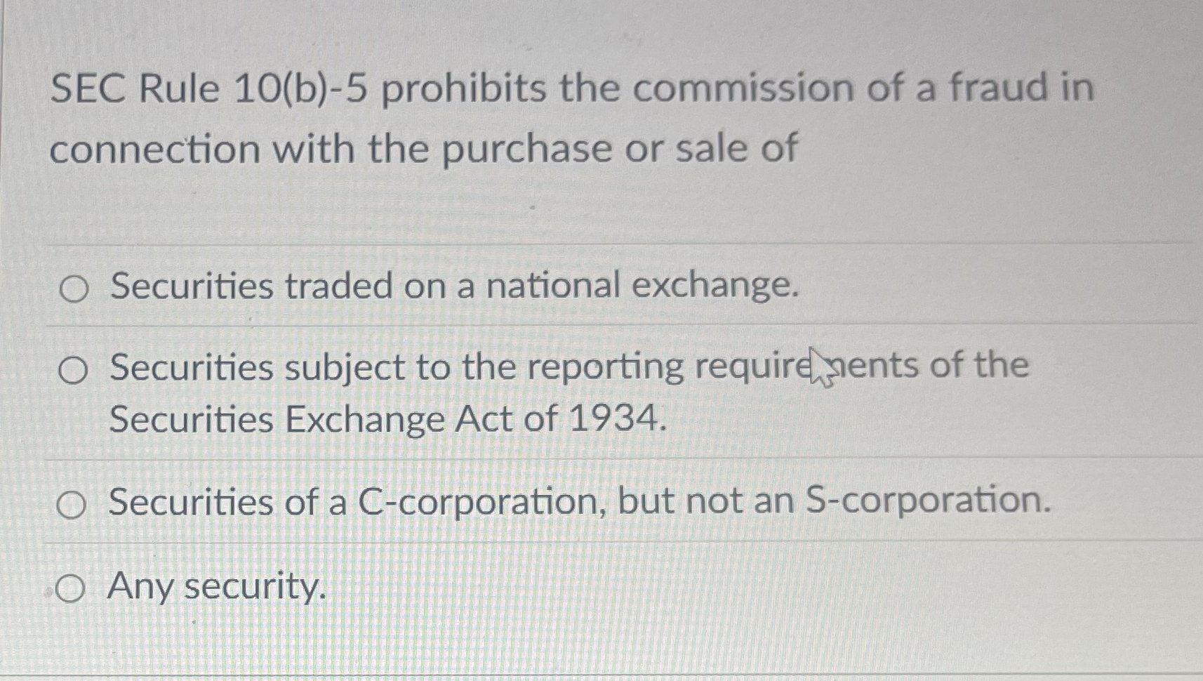 SEC Rule 1 0 ( b ) - 5 prohibits the commission