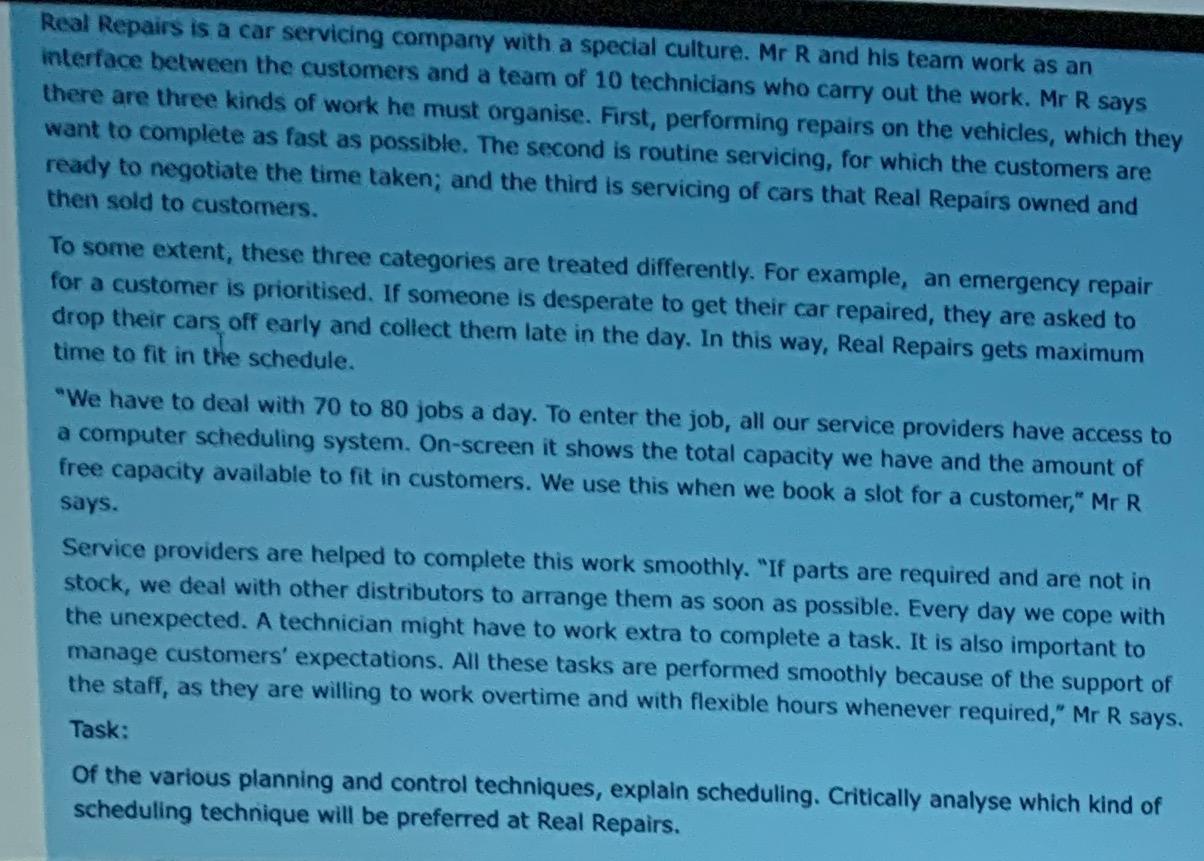 Real Repairs is a car servicing company with a