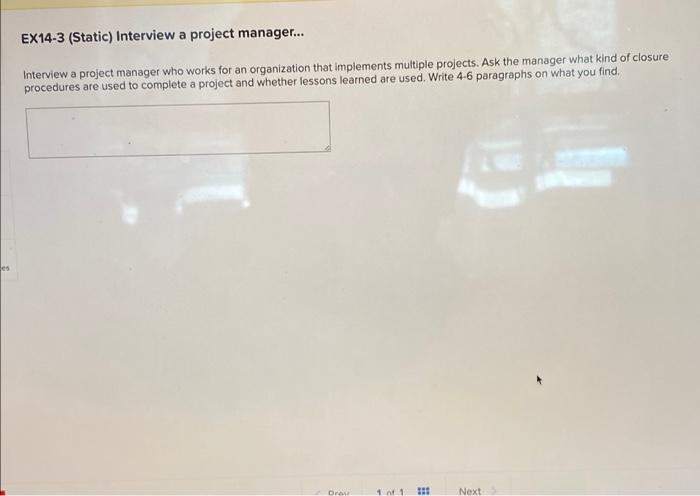 EX14-3 (Static) Interview a project manager...