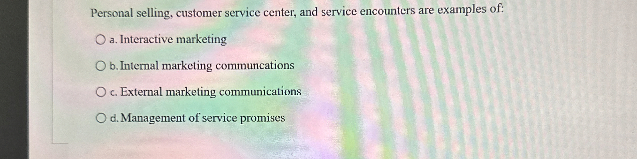 Personal selling, customer service center, and