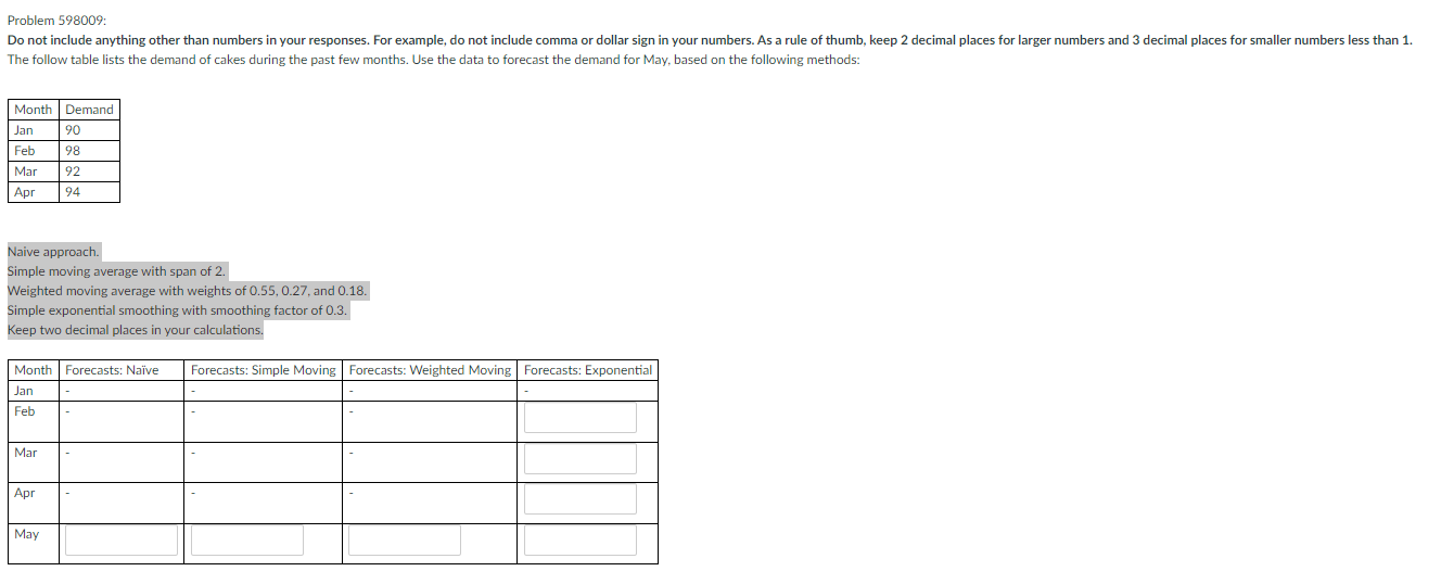 Problem 598009: Do not include anything other