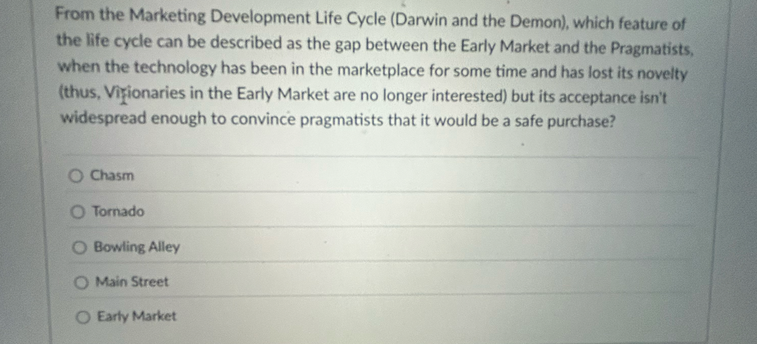 From the Marketing Development Life Cycle (