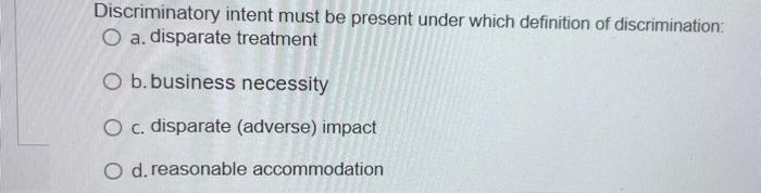 human resources management Discriminatory intent