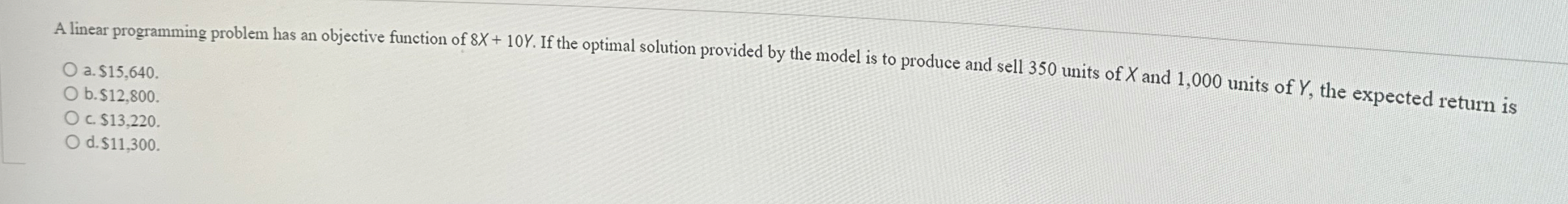 A linear programming problem has an objective