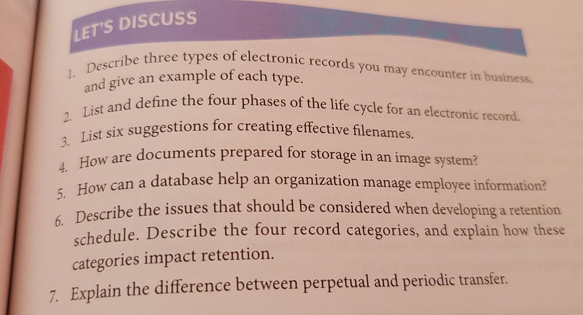 help please LET'S DISCUSS and give an 1. Describe