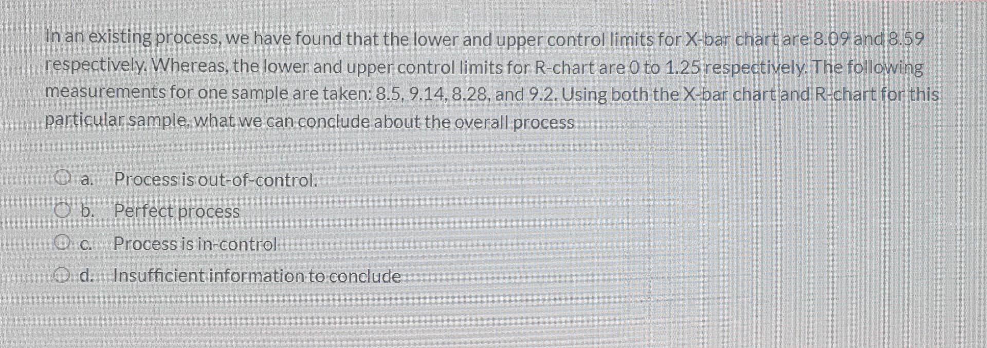 In an existing process, we have found that the