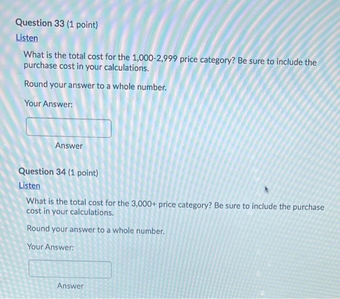 please answer all, thank you! Use the information