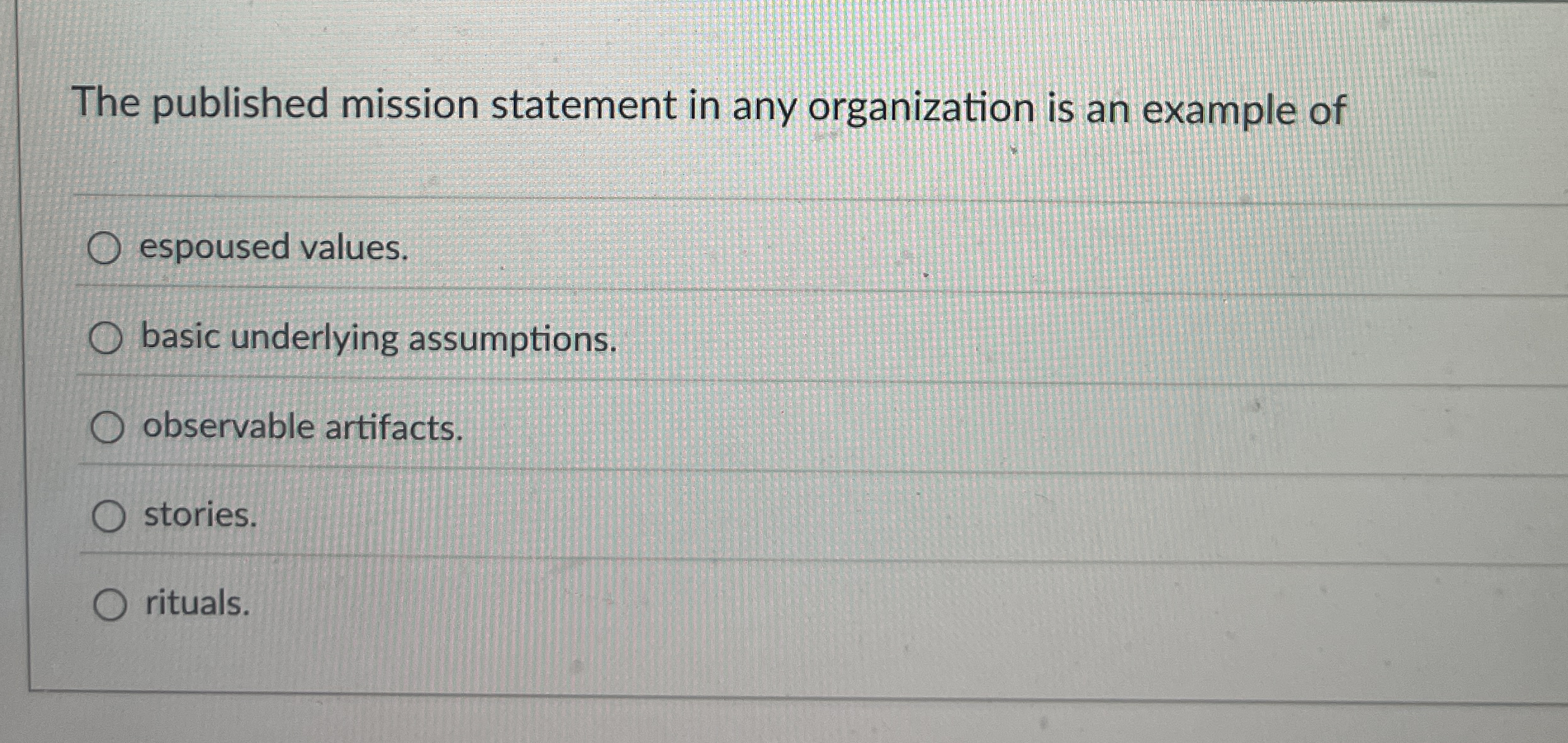 The published mission statement in any