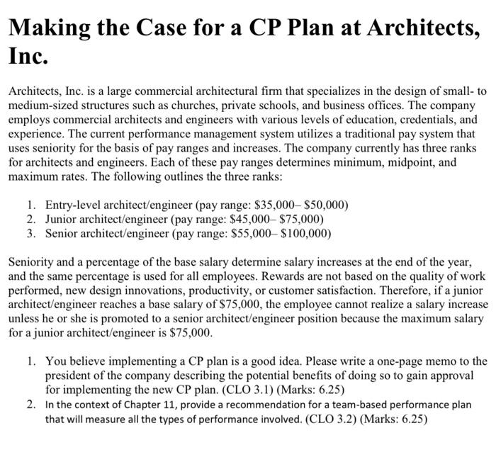 Making the Case for a CP Plan at Architects, Inc.