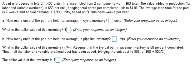Please answer parts a and b! A part is produced