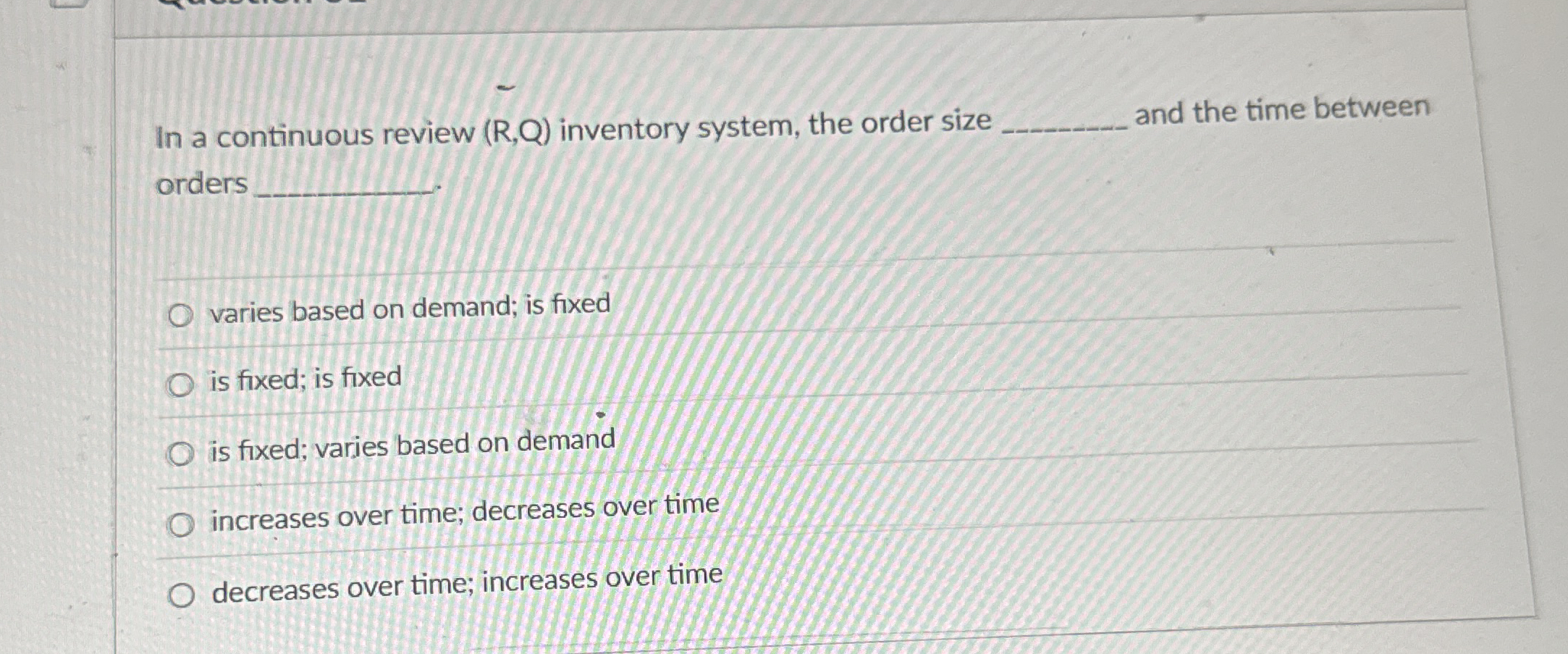 In a continuous review ( R , Q ) inventory