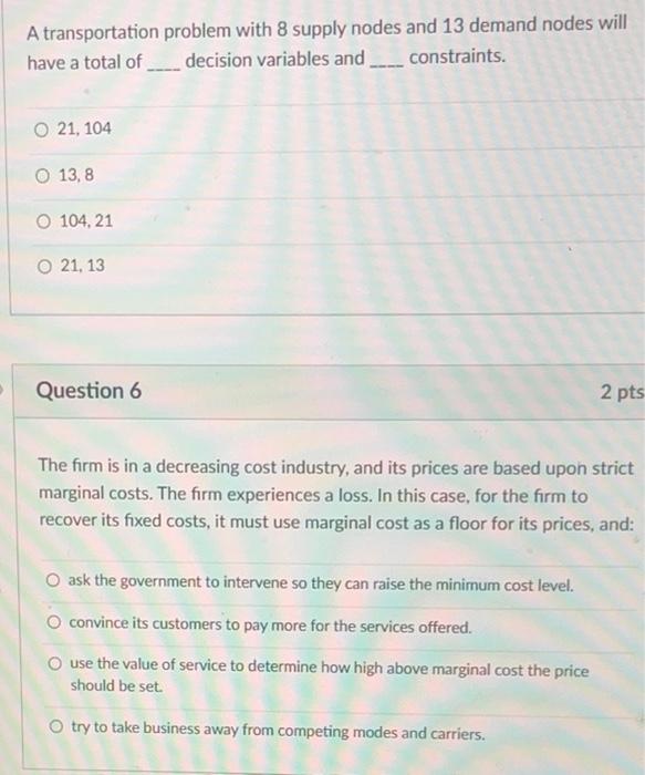 A transportation problem with 8 supply nodes and