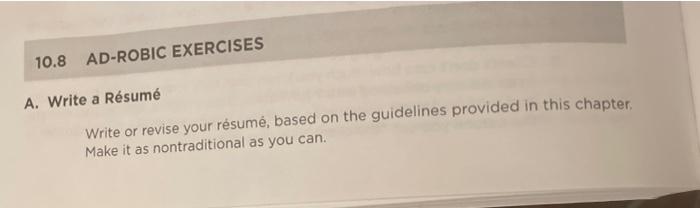 10.8 AD-ROBIC EXERCISES A. Write a Rsum Write or