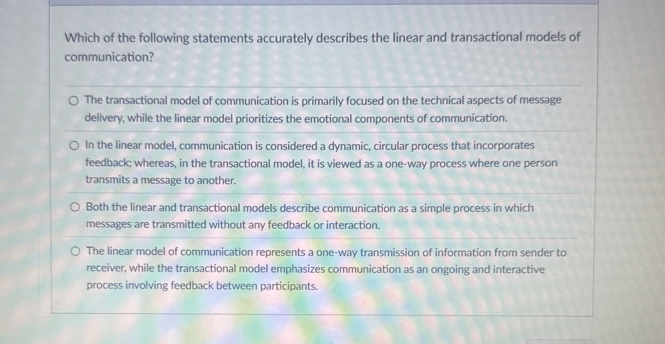 Which of the following statements accurately