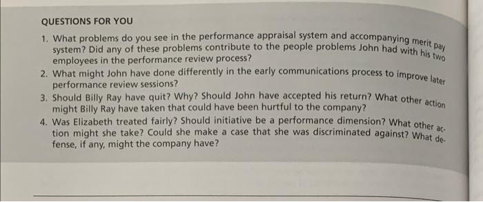 QUESTIONS FOR YOU 1. What problems do you see in