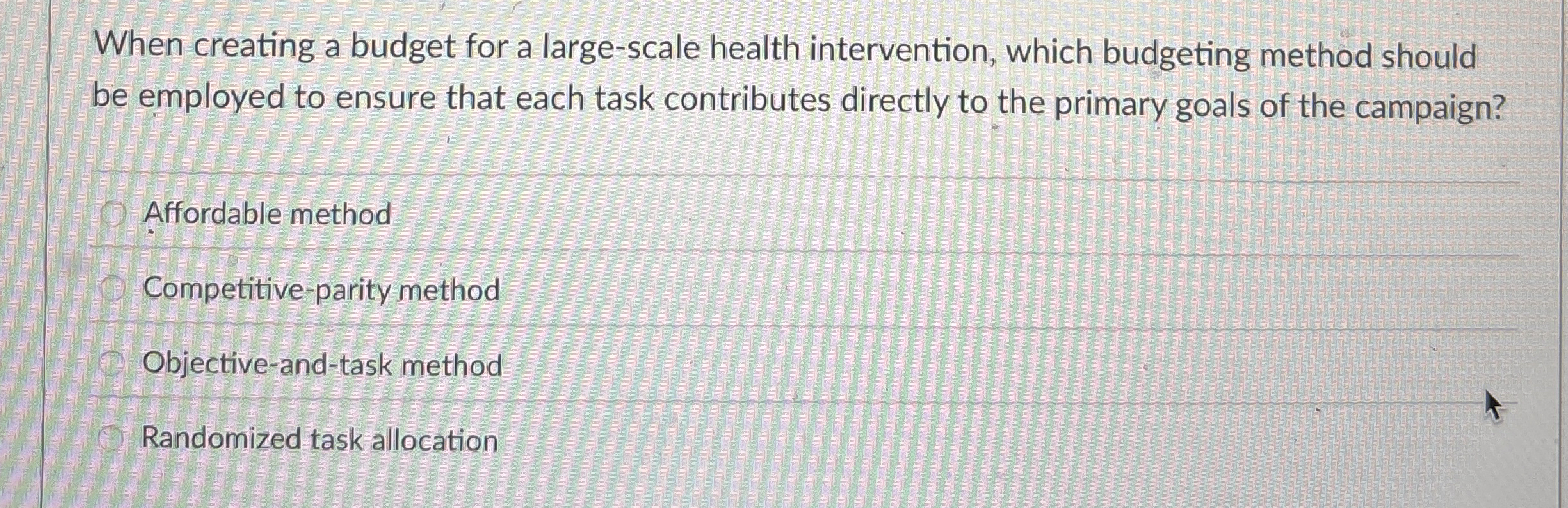 When creating a budget for a large - scale health