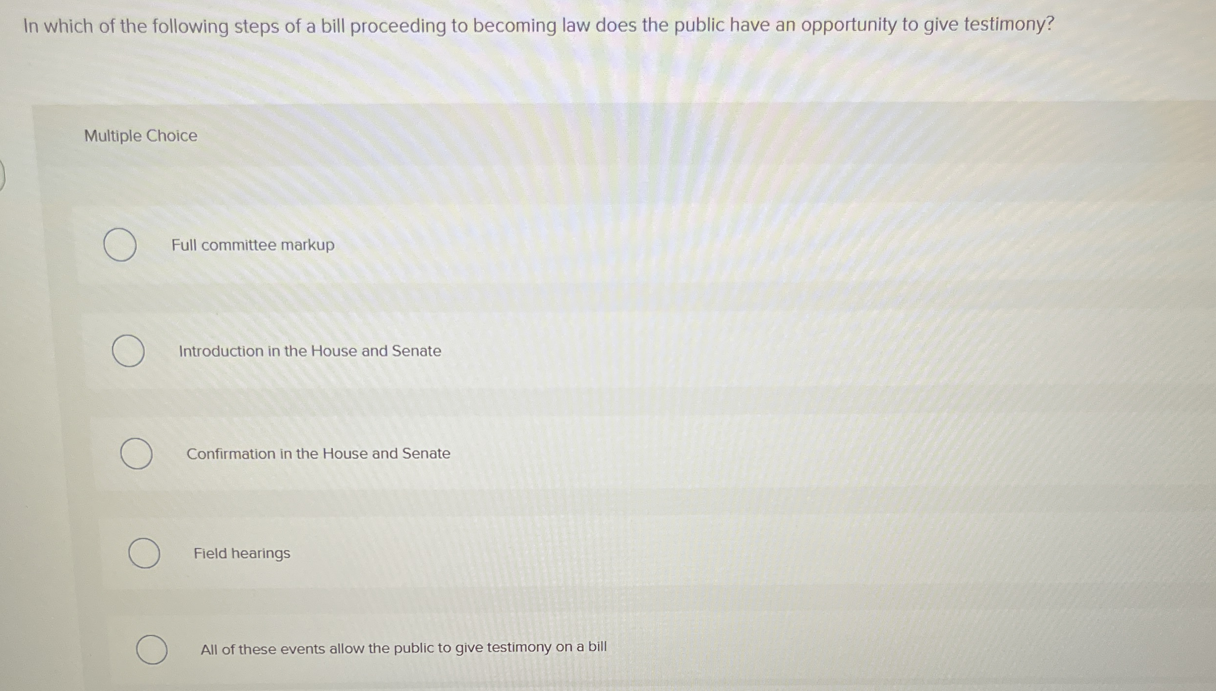 In which of the following steps of a bill